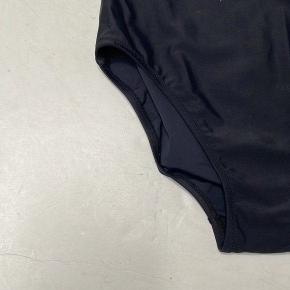 LADY Gottex Black Copper Silver Dot Splatter Pattern Bandeau Swimsuit Size 12 - Picture 4 of 11